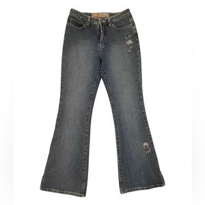 Buffalo flower flared jeans